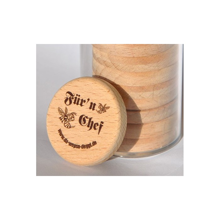 Da Wepsn-Deggl bedruckt mit „Da Wepsn-Deggl“ Logo für Flasche