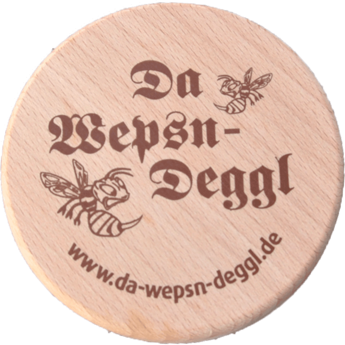 Da Wepsn-Deggl bedruckt mit „Da Wepsn-Deggl“ Logo