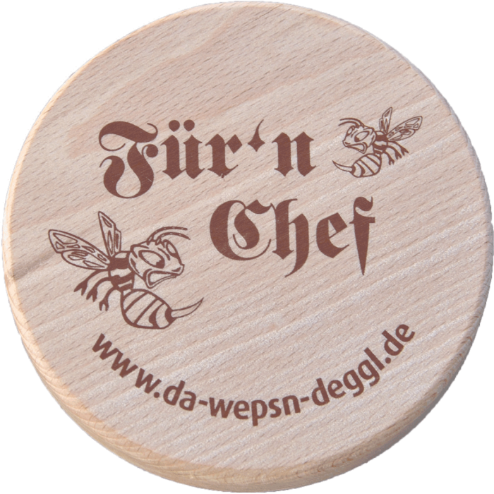 Da Wepsn-Deggl bedruckt mit „Für’n Chef“